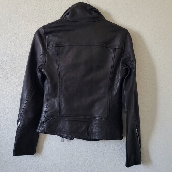 Unworn AllSaints Black Ellis High-Neck Biker Jacket - Picture 7 of 9